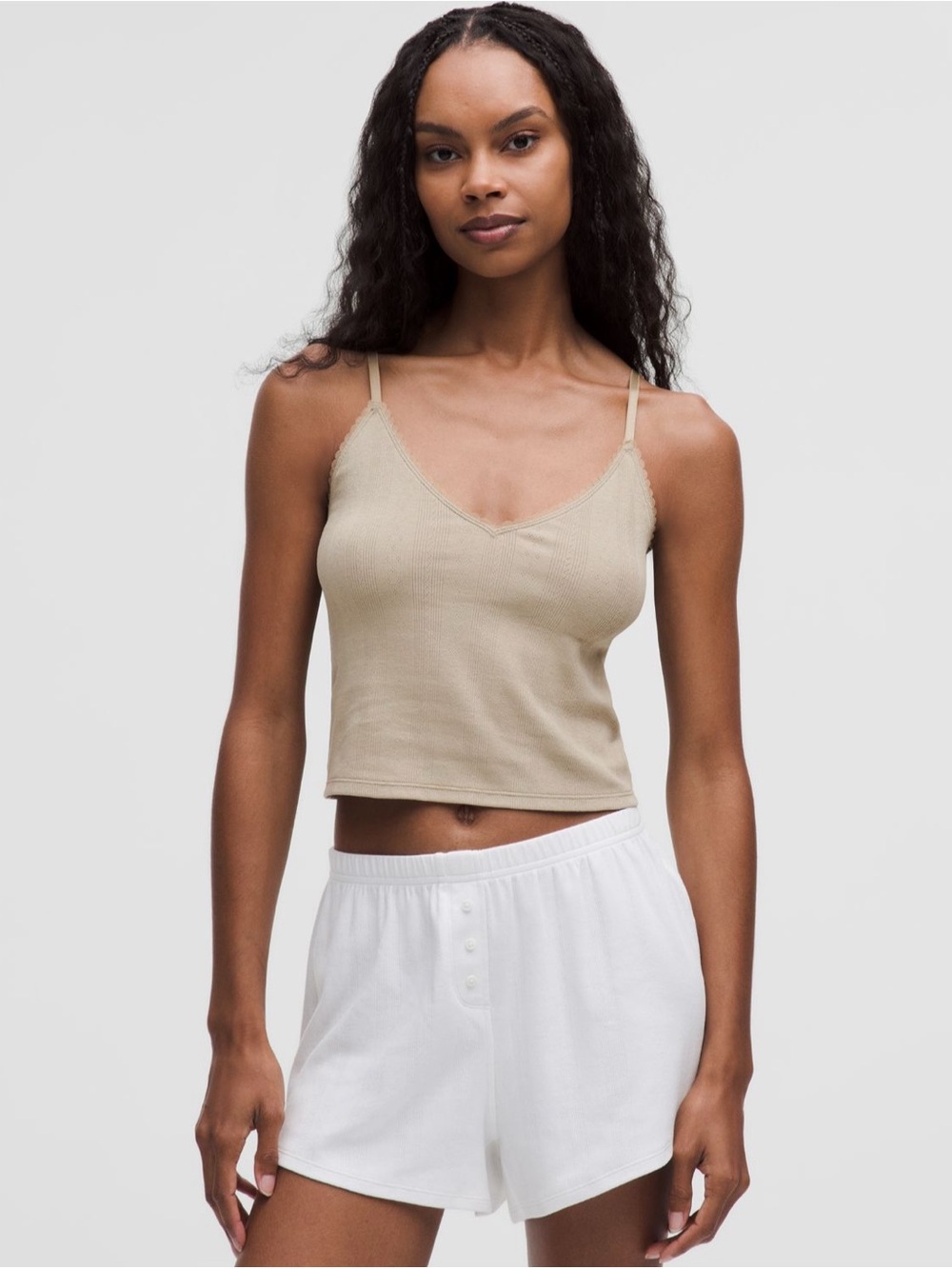 Beige Ribbed V-Neck Cami Top - (Pending Photos!)